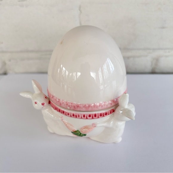 Fitz and Floyd Candy Jar Lidded Container Bunnies with Easter Egg Japan - Picture 9 of 11